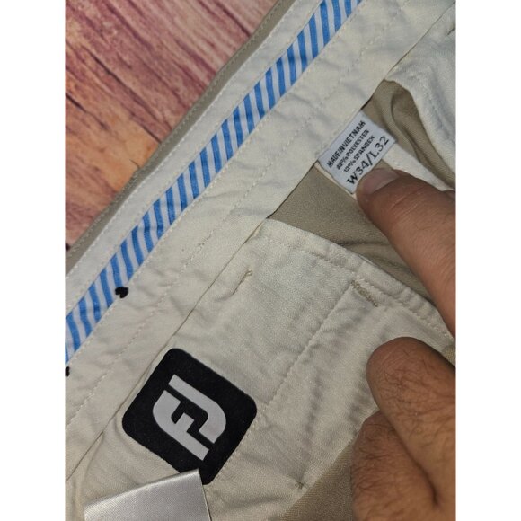 Footjoy FJ Mens Golf Pants W34/L32 Beige Lightweight Stretch - Picture 4 of 8